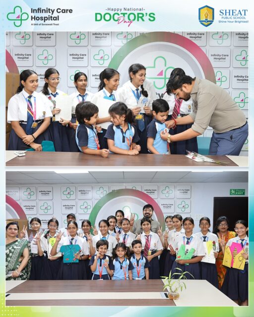 A few more beautiful moments from our Doctors’ Day celebration. ❤️The smiles, the handmade cards, the roses, and the heartfelt thank-yous made this day truly unforgettable.Because those who dedicate their lives to caring for others deserve to be celebrated every day.#DoctorsDay #InfinityCareHospital #SHEATPublicSchool #HealingWithHeart #ThankYouDoctors CareBeyondMedicine