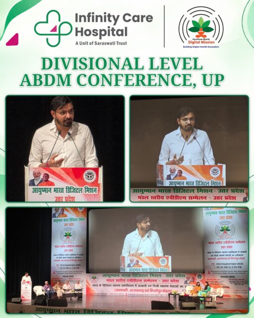 Advancing Digital Healthcare, Together. 💚Dr. Abhishek Vikram Singh, Founder & MD, Infinity Care Hospital, participated in the Divisional Level Ayushman Bharat Digital Mission (ABDM) Conference, Uttar Pradesh, held in Varanasi.The conference brought together healthcare stakeholders to strengthen the integration of government and private healthcare services and build a more connected, accessible and digitally empowered healthcare ecosystem.A meaningful step towards shaping the future of digital healthcare in Uttar Pradesh.#InfinityCareHospital #ABDM #DigitalHealthcare #AyushmanBharat #HealthcareInnovation