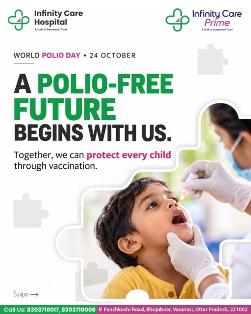 India is polio-free, but the fight to keep every child protected continues. 🇮🇳💙This World Polio Day, let’s celebrate India’s progress and recognise the power of sustained immunisation. Every vaccination matters in protecting children and safeguarding generations to come.Two drops. A healthier future. A polio-free India.#WorldPolioDay #PolioFreeIndia #Immunisation #ChildHealth #InfinityCareHospital